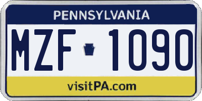 PA license plate MZF1090