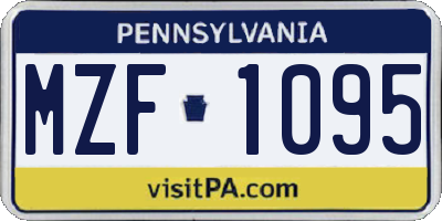 PA license plate MZF1095