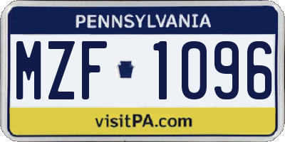 PA license plate MZF1096