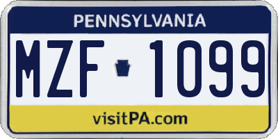 PA license plate MZF1099