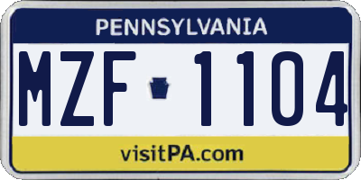 PA license plate MZF1104