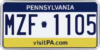 PA license plate MZF1105