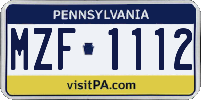 PA license plate MZF1112