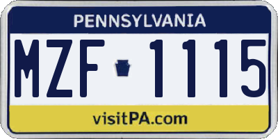PA license plate MZF1115