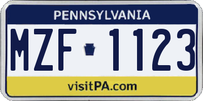 PA license plate MZF1123