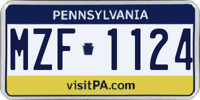 PA license plate MZF1124