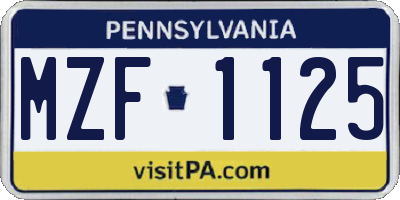 PA license plate MZF1125