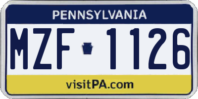 PA license plate MZF1126
