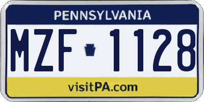 PA license plate MZF1128