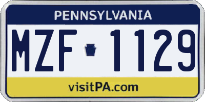 PA license plate MZF1129