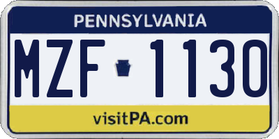 PA license plate MZF1130
