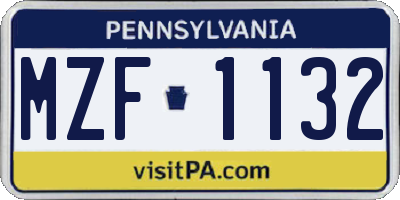 PA license plate MZF1132