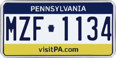 PA license plate MZF1134