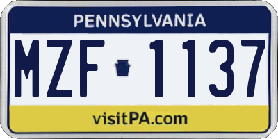 PA license plate MZF1137