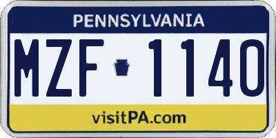 PA license plate MZF1140