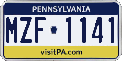 PA license plate MZF1141