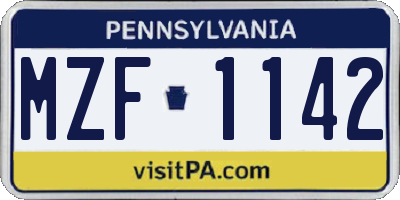 PA license plate MZF1142