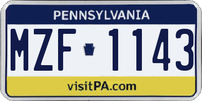 PA license plate MZF1143