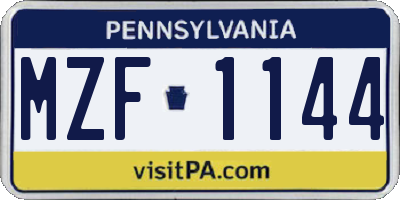 PA license plate MZF1144