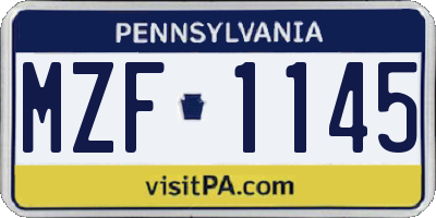 PA license plate MZF1145
