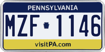 PA license plate MZF1146