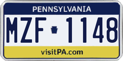 PA license plate MZF1148