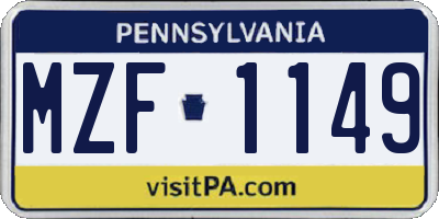 PA license plate MZF1149