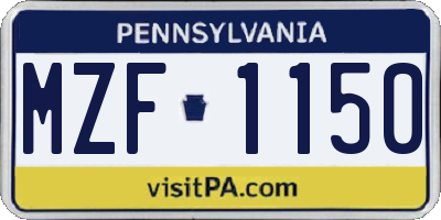 PA license plate MZF1150