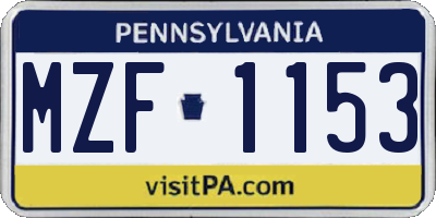 PA license plate MZF1153