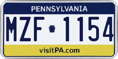 PA license plate MZF1154
