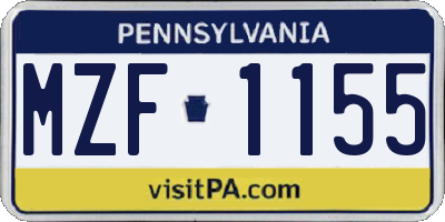 PA license plate MZF1155