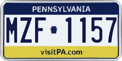 PA license plate MZF1157