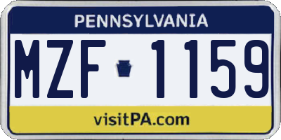 PA license plate MZF1159