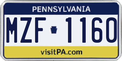 PA license plate MZF1160