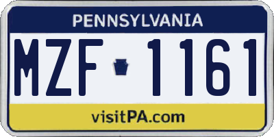 PA license plate MZF1161