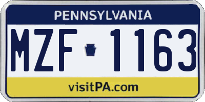 PA license plate MZF1163