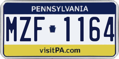 PA license plate MZF1164