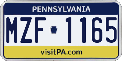 PA license plate MZF1165