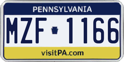 PA license plate MZF1166