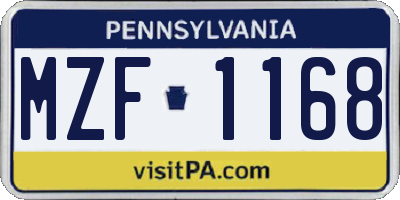 PA license plate MZF1168