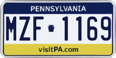 PA license plate MZF1169