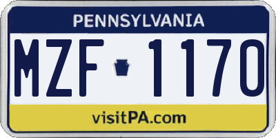 PA license plate MZF1170