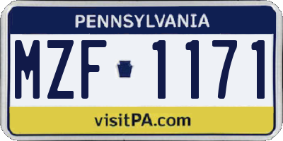 PA license plate MZF1171