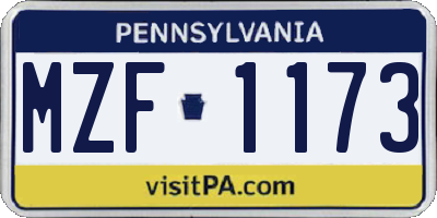 PA license plate MZF1173