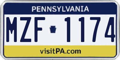 PA license plate MZF1174
