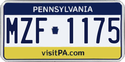 PA license plate MZF1175