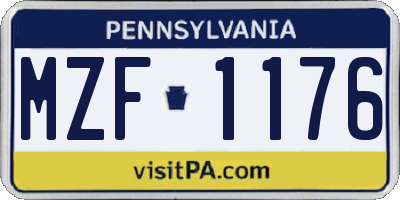 PA license plate MZF1176