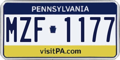PA license plate MZF1177