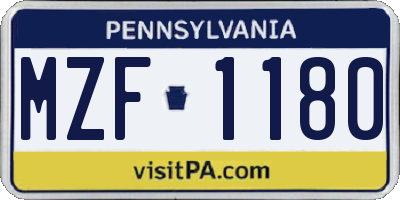 PA license plate MZF1180
