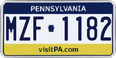 PA license plate MZF1182